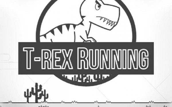 T-Rex Running Black and White - Dino Adventure Online Game